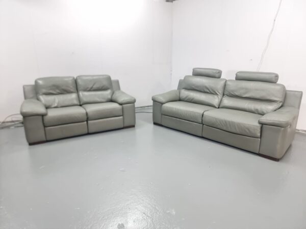Sofology Grey Leather 3 and 2 Seater Electric Recliner Sofas - Image 4