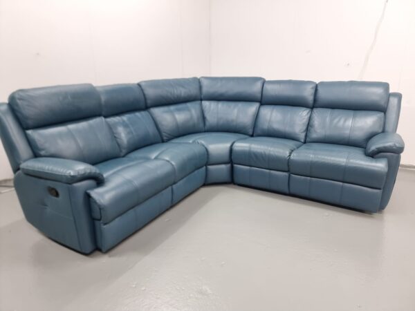 Ex Display Dfs Royal Blue Full Leather Recliner Corner Sofa - Image 2