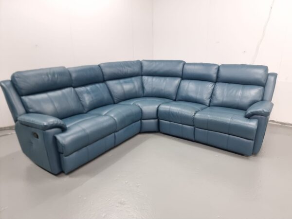 Ex Display Dfs Royal Blue Full Leather Recliner Corner Sofa - Image 3