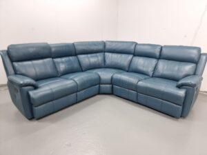 Ex Display Dfs Royal Blue Full Leather Recliner Corner Sofa
