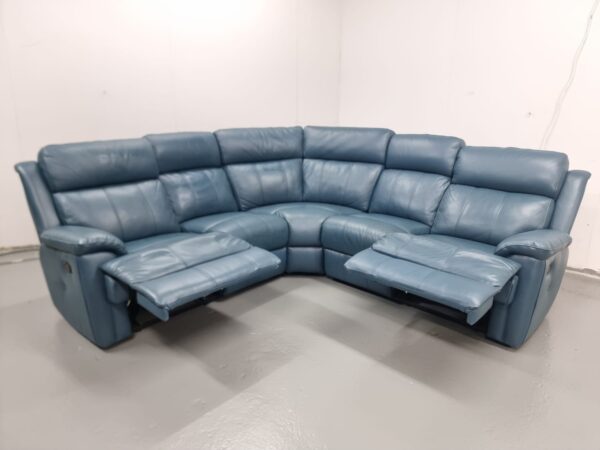 Ex Display Dfs Royal Blue Full Leather Recliner Corner Sofa - Image 6