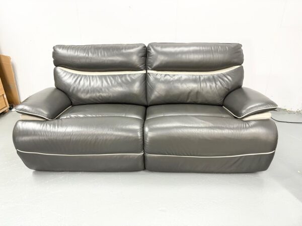 Lazyboy Grey Leather 3 and 3 Seater Electric Recliner Sofas with USB - Image 3