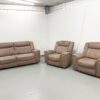 Harvey's Brown Fabric 3 Piece suite Static Sofa and Chair with Manual Recliner Chair - Image 2