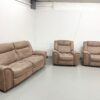 Harvey's Brown Fabric 3 Piece suite Static Sofa and Chair with Manual Recliner Chair - Image 3