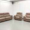 Harvey's Brown Fabric 3 Piece suite Static Sofa and Chair with Manual Recliner Chair
