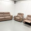 Harvey's Brown Fabric 3 Piece suite Static Sofa and Chair with Manual Recliner Chair - Image 4