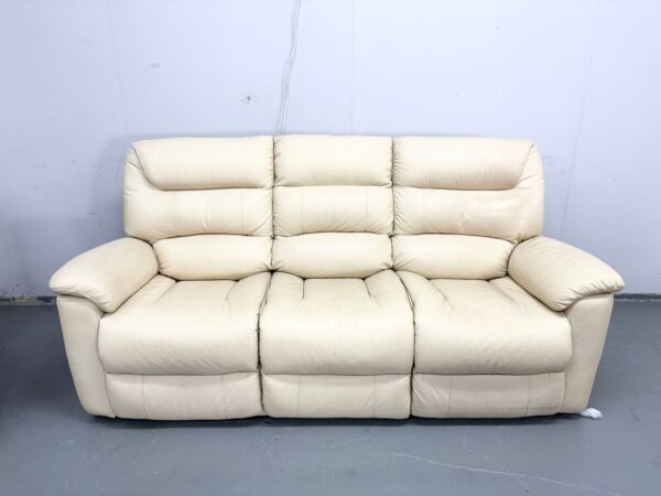 Lazyboy Cream Leather 3 Piece Suite Sofa and Chairs - Image 4
