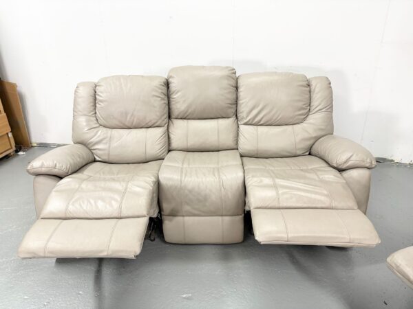 Grey Leather 3 and 2 Seater Manual Recliner Sofas - Image 5