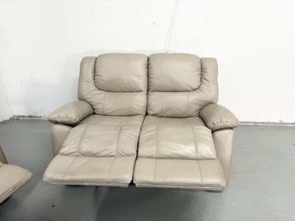Grey Leather 3 and 2 Seater Manual Recliner Sofas - Image 6