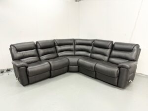 Ex Display Lazyboy Black Leather Manual Recliner Corner Sofa