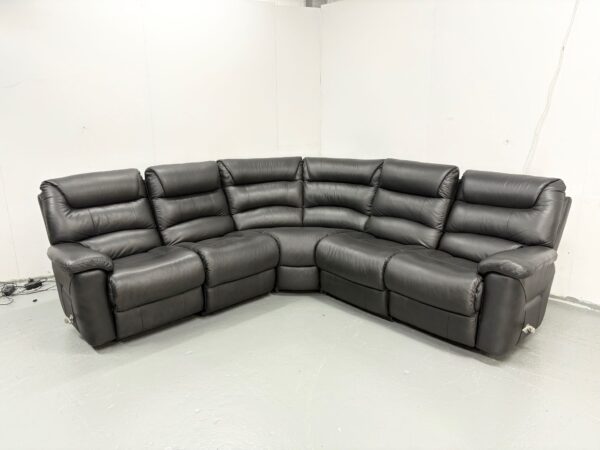 Ex Display Lazyboy Black Leather Manual Recliner Corner Sofa