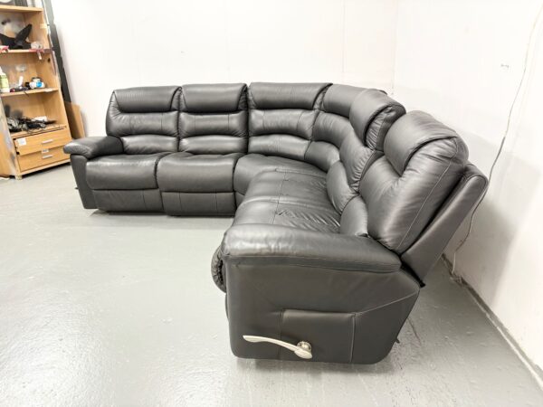 Ex Display Lazyboy Black Leather Manual Recliner Corner Sofa - Image 2