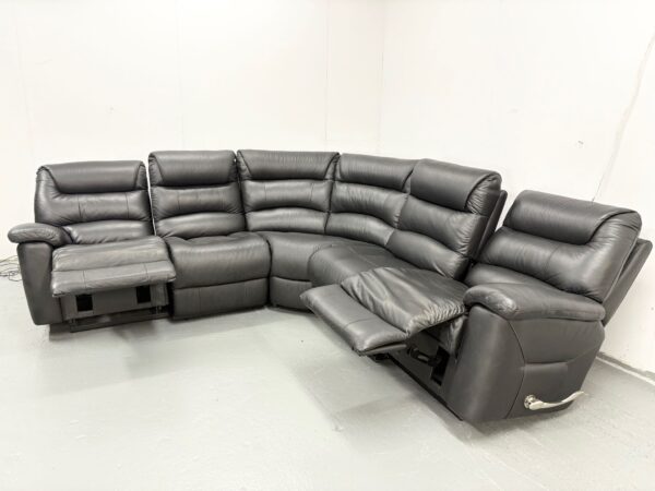 Ex Display Lazyboy Black Leather Manual Recliner Corner Sofa - Image 5