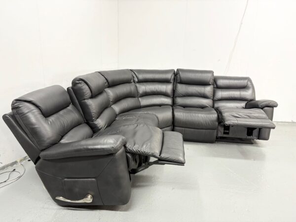 Ex Display Lazyboy Black Leather Manual Recliner Corner Sofa - Image 6