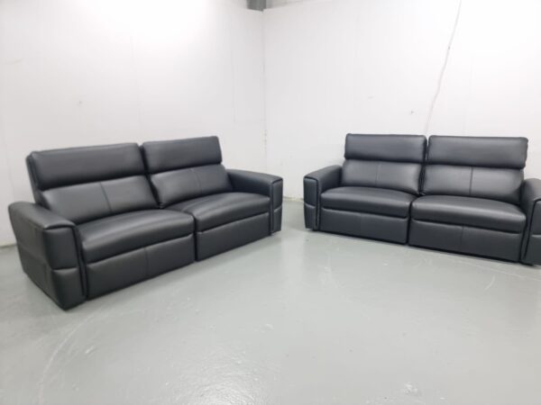 New Oak Furniture Samson Leather 3 and 3 Seater Sofas - Image 2