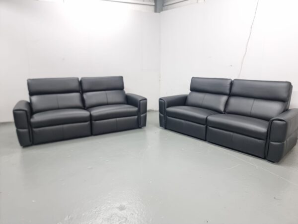 New Oak Furniture Samson Leather 3 and 3 Seater Sofas - Image 3