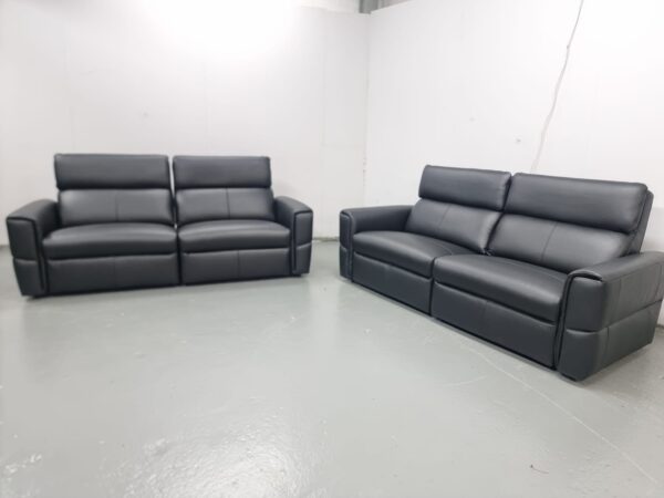New Oak Furniture Samson Leather 3 and 3 Seater Sofas - Image 4