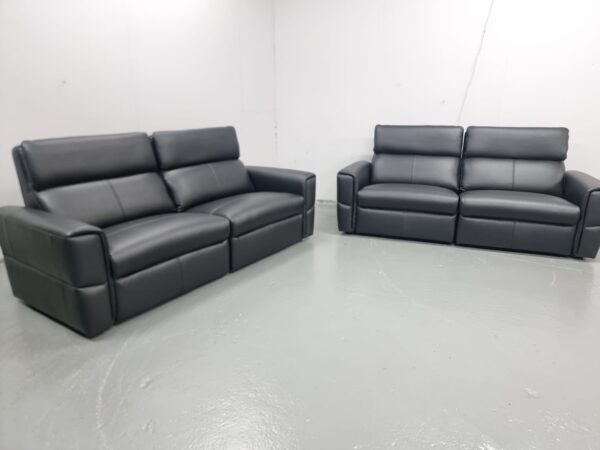 New Oak Furniture Samson Leather 3 and 3 Seater Sofas - Image 5