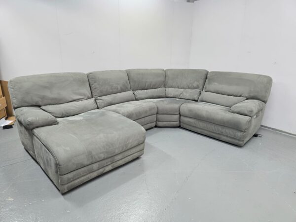Sofology Grey Suede Electric Recliner Corner Sofa Chaise - Image 2