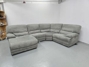 Sofology Grey Suede Electric Recliner Corner Sofa Chaise