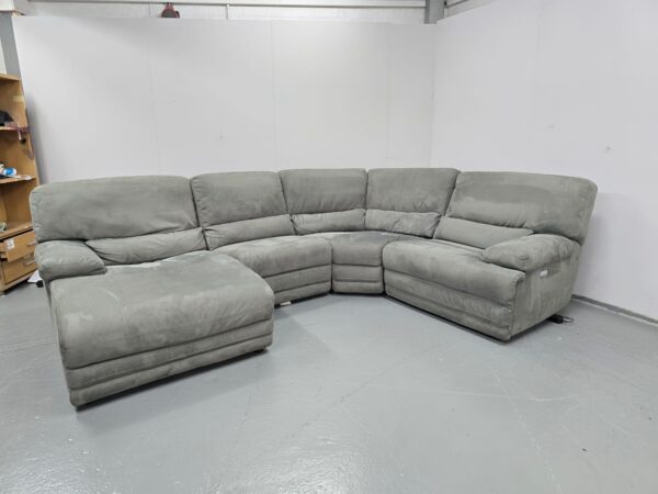 Sofology Grey Suede Electric Recliner Corner Sofa Chaise - Image 3