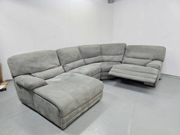 Sofology Grey Suede Electric Recliner Corner Sofa Chaise - Image 5