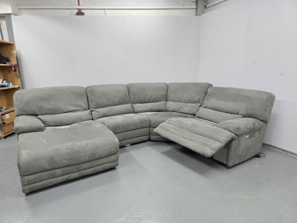 Sofology Grey Suede Electric Recliner Corner Sofa Chaise - Image 6