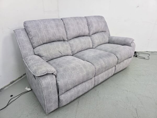 Grey Fabric 3 Seater Manual Recliner Sofa - Image 2