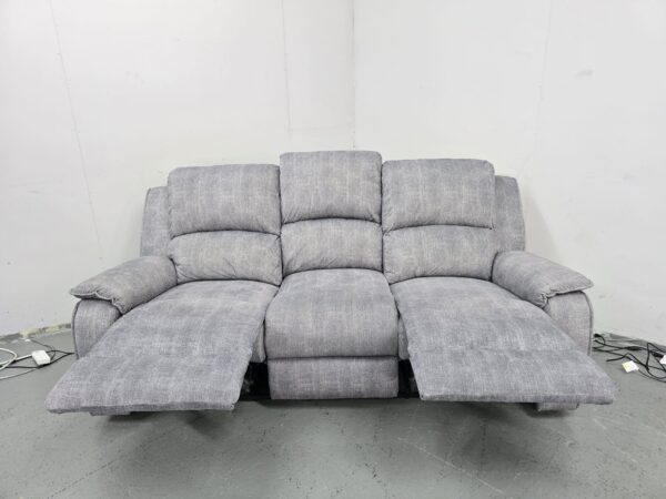 Grey Fabric 3 Seater Manual Recliner Sofa - Image 6