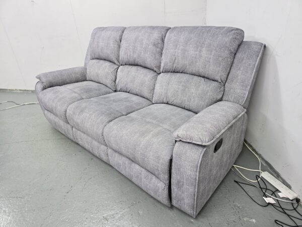Grey Fabric 3 Seater Manual Recliner Sofa - Image 4