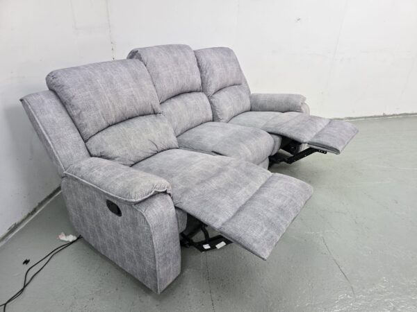 Grey Fabric 3 Seater Manual Recliner Sofa - Image 8