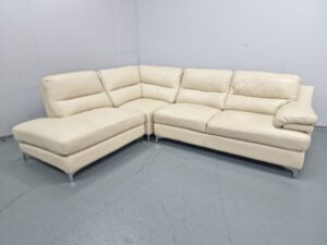 Sofology Cream Full Leather L Shape Corner Sofa