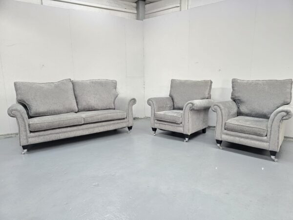 Ex Display Sofology Grey 3 Piece Suite Sofa and Chairs - Image 2