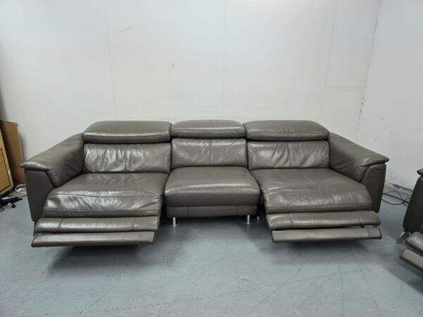 Ex Display Dfs Grey Leather Big 3 and 2 Seater Electric Recliner Sofas with USB - Image 9