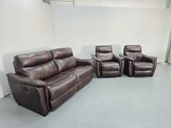 Leather 3 Piece Suite Electric Recliner Sofa and Chairs with USB - Image 4