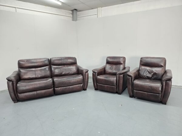 Leather 3 Piece Suite Electric Recliner Sofa and Chairs with USB