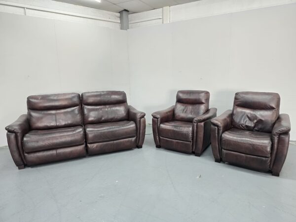 Leather 3 Piece Suite Electric Recliner Sofa and Chairs with USB - Image 2