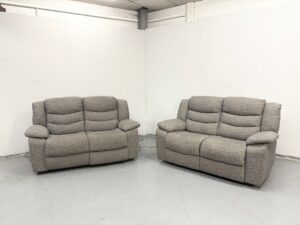 Scs Grey Fabric 2 and 2 Seater Electric Recliner Sofas