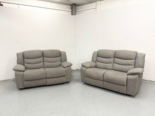 Scs Grey Fabric 2 and 2 Seater Electric Recliner Sofas