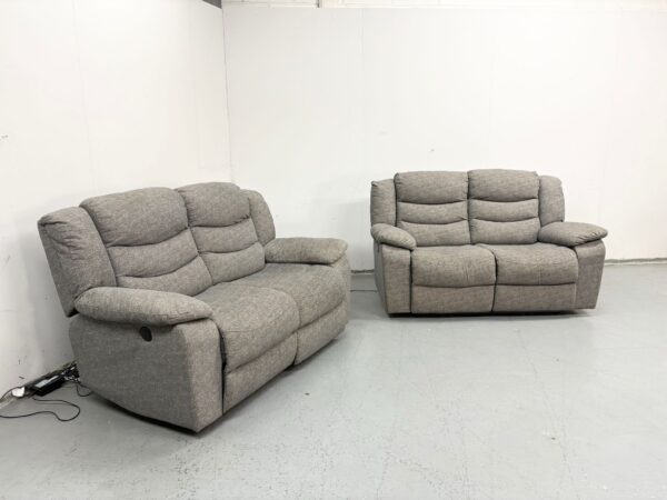 Scs Grey Fabric 2 and 2 Seater Electric Recliner Sofas - Image 2