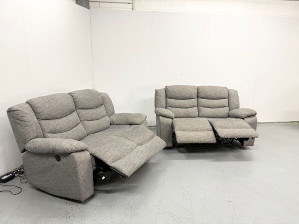 Scs Grey Fabric 2 and 2 Seater Electric Recliner Sofas - Image 6