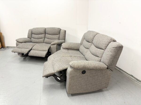Scs Grey Fabric 2 and 2 Seater Electric Recliner Sofas - Image 7