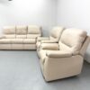 Parker Knoll Cream Leather 3 Piece Suite Static Sofa and Chairs - Image 5