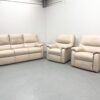 Parker Knoll Cream Leather 3 Piece Suite Static Sofa and Chairs