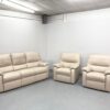 Parker Knoll Cream Leather 3 Piece Suite Static Sofa and Chairs - Image 4