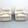 Parker Knoll Cream Leather 3 Piece Suite Static Sofa and Chairs - Image 7