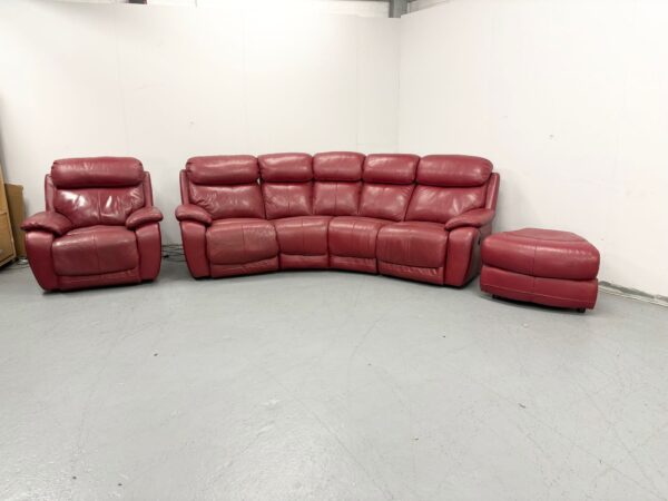 Lazyboy Red Leather Electric Recliner Corner Sofa and Chair with Ottoman