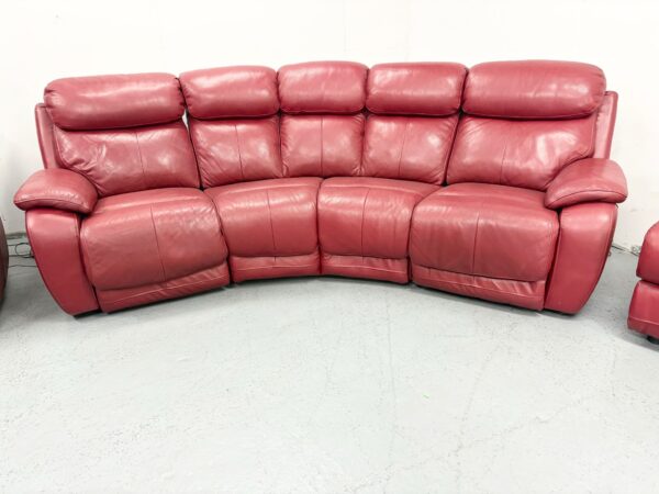 Lazyboy Red Leather Electric Recliner Corner Sofa and Chair with Ottoman - Image 5