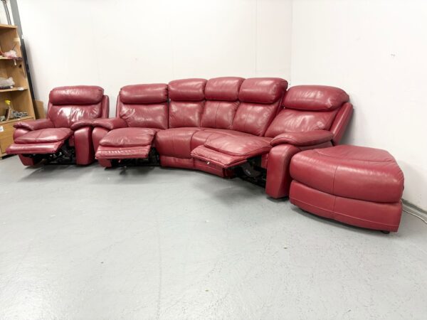 Lazyboy Red Leather Electric Recliner Corner Sofa and Chair with Ottoman - Image 8