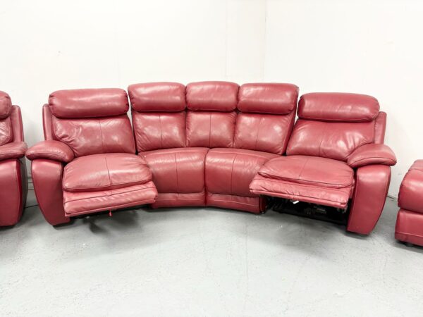 Lazyboy Red Leather Electric Recliner Corner Sofa and Chair with Ottoman - Image 9